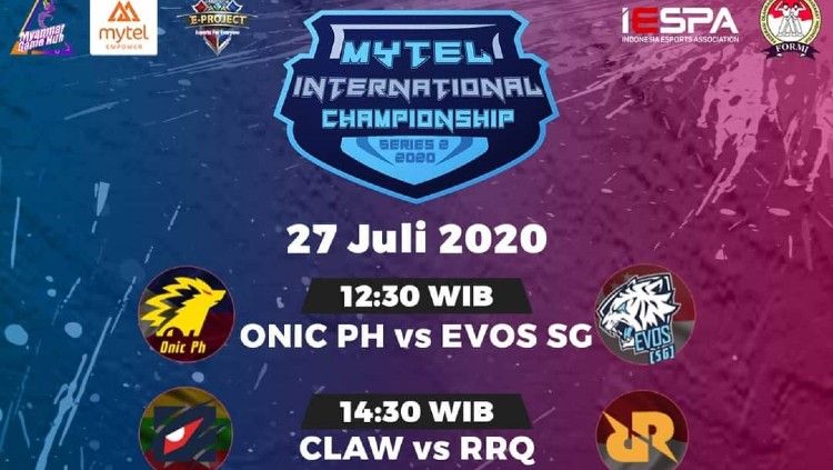 Berikut adalah jadwal turnamen eSports Mobile Legends Mytel International Championship 2020 hari ini, Senin (27/07/20). Copyright: © Ligagame TV.