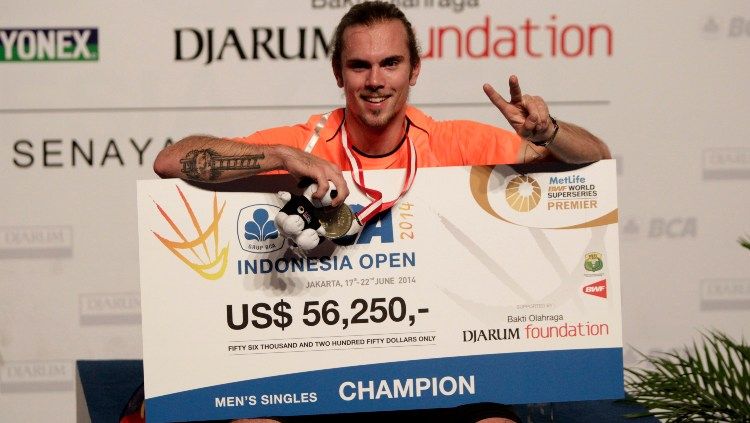Jan O Jorgensen juara Indonesia Open 2014, akhirnya pensiunsetelah lakoni Denmark Open 2020 Copyright: © Robertus Pudyanto/Getty Images