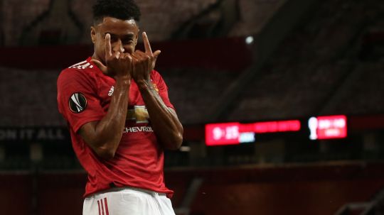 Selebrasi Jesse Lingard usai mencetak gol di laga Liga Europa Manchester United vs LASK (Matthew Peters/Manchester United via Getty Images) Copyright: © Matthew Peters/Manchester United via Getty Images