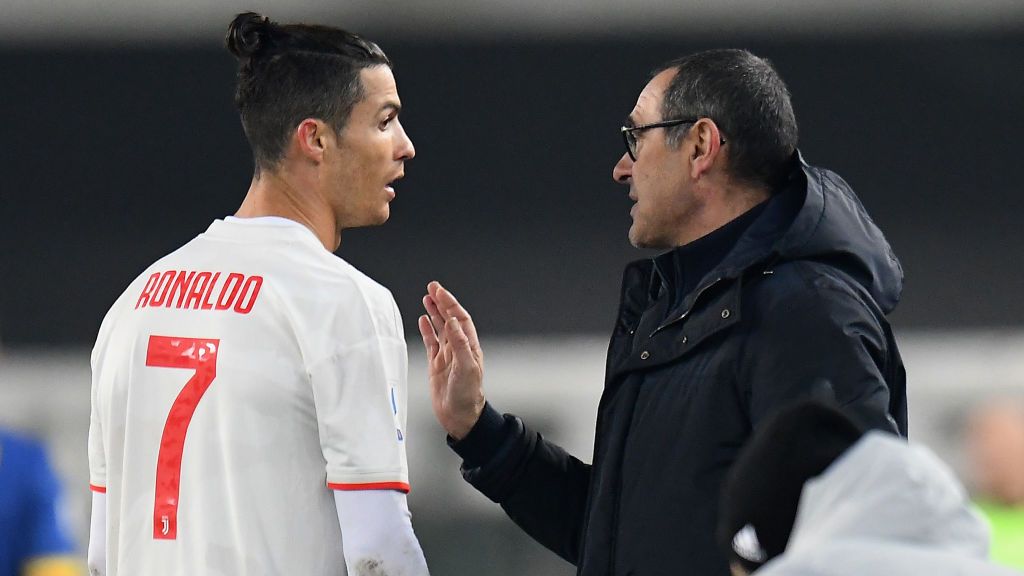 Cristiano Ronaldo dan Maurizio Sarri saat masih melatih Juventus Copyright: © Alessandro Sabattini/Getty Images