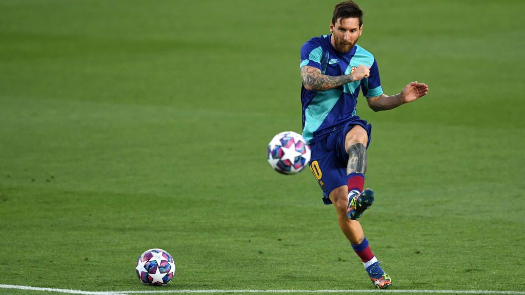 Pemain Barcelona, Lionel Messi, pernah menyebut nama-nama wonderkid yang bakal bersinar, siapa saja? Copyright: © David Ramos/Getty Images