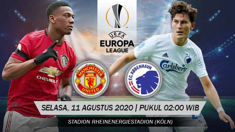 Berikut ini link live streaming perempatfinal Liga Europa antara Manchester United vs Copenhagen, Selasa (11/8/20) pukul 02.00 WIB di Stadion Rhein Energie. Copyright: © Grafis: Yanto/INDOSPORT