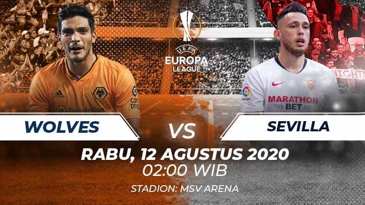 Berikut link live streaming pertandingan perempatfinal Liga Europa 2019/20 antara Wolves vs Sevilla, Rabu (12/08/20) dini hari WIB. Copyright: © Grafis:Frmn/Indosport.com