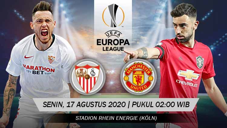 Berikut link live streaming pertandingan semifinal Liga Europa antara Sevilla vs Manchester United, Senin (17/08/20) pukul 02.00 dini hari WIB. Copyright: © Grafis: Yanto/INDOSPORT