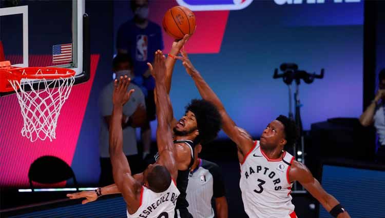 Bertempat di AdventHealth Arena, Toronto Raptors melakoni laga perdana babak playoff NBA 2019/20 kontra Brooklyn Nets. Copyright: © Kevin C. Cox/Getty Images