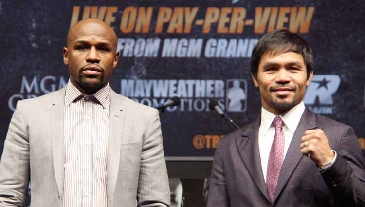 Floyd Mayweather dan Manny Pacquiao. Copyright: © Kyodo News via Getty Images