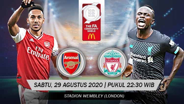 Arsenal vs Liverpool di ajang Community Shield dapat disaksikan secara streaming, Sabtu (29/8/20) mulai pukul 22:30 WIB. Copyright: © Grafis: Yanto/INDOSPORT