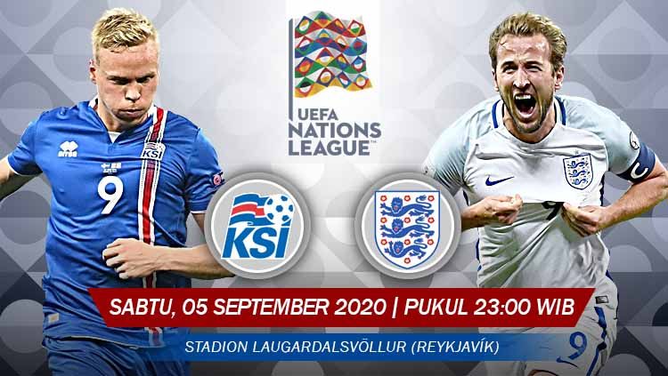 Berikut link Live Streaming pertandingan antara Islandia vs Inggris di Grup 2 Liga A UEFA Nations League 2020/21, Sabtu (05/09/20) pukul 23.00 WIB. Copyright: © Grafis: Yanto/INDOSPORT