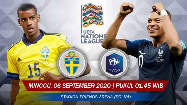 Berikut prediksi pertandingan Swedia vs Prancis di ajang UEFA Nations League 2020 Grup C, Minggu (6/9/2020) pukul 01.45 WIB di Friends Arena. Copyright: © Grafis: Yanto/INDOSPORT