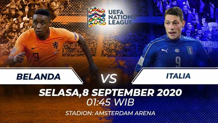 Berikut ini link live streaming pertandingan UEFA Nations League 2020 hari Selasa (08/09/20) dini hari WIB antara Belanda vs Italia. Copyright: © Grafis:Frmn/Indosport.com