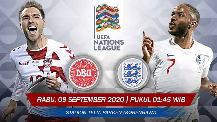 Berikut link live streaming pertandingan antara Denmark melawan Inggris dalam lanjutan kompetisi UEFA Nations League 2020, yang dilangsungkan pada Rabu (09/09/20) dini hari WIB. Copyright: © Grafis: Yanto/INDOSPORT