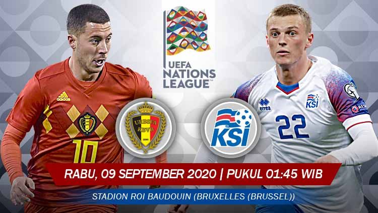Berikut prediksi pertandingan Belgia vs Islandia di ajang UEFA Nations League 2020 Grup B, Rabu (9/9/2020) pukul 01.45 WIB di Stadion Raja Baudouin. Copyright: © Grafis: Yanto/INDOSPORT