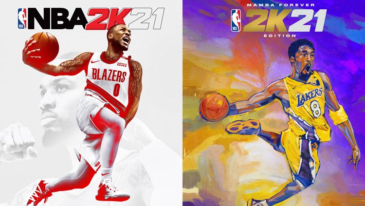 Kobe Bryant dan Damian Lillard menjadi cover dari games NBA 2k21. Copyright: © nba.2k.com