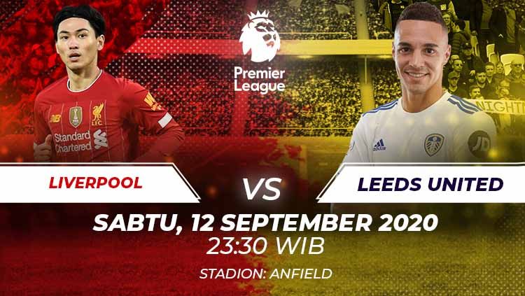 Pekan pertama Liga Inggris 2020-2021 akan menampilkan duel juara antara Liverpool vs Leeds United, Sabtu (12/09/20). Berikut prediksi pertandingannya. Copyright: © Grafis:Frmn/Indosport.com