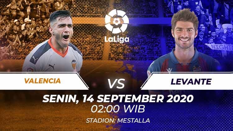 Pekan pertama LaLiga Spanyol 2020-2021, tersaji laga Valencia vs Levante pada Senin (14/09/20) dinihari WIB. Berikut prediksi lengkap pertandingannya. Copyright: © Grafis:Frmn/Indosport.com