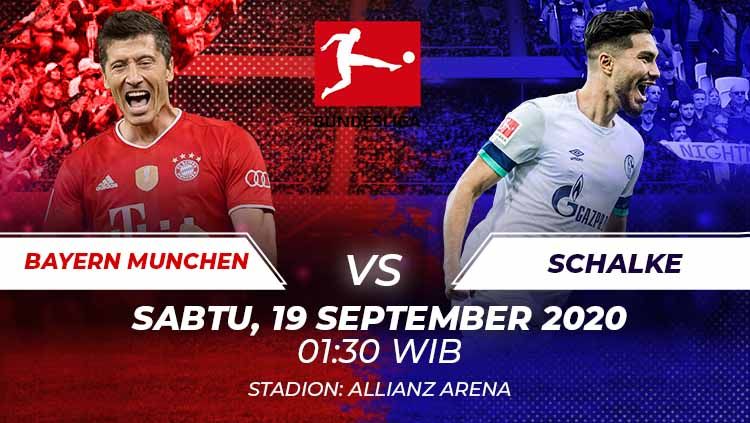 Berikut ini link live streaming pertandingan pembuka Bundesliga Jerman musim 2020/2021 antara Bayern Munchen vs Schalke 04, Sabtu (19/09/20) pukul 01.30 WIB. Copyright: © Grafis:Frmn/Indosport.com