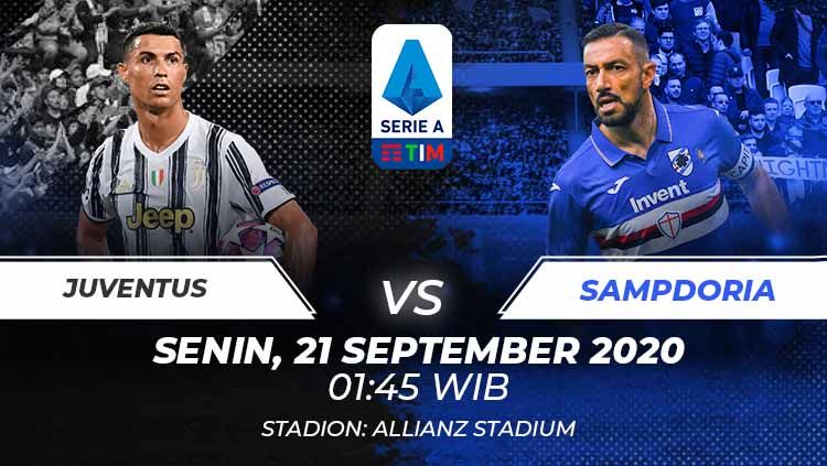 Berikut prediksi pertandingan Juventus vs Sampdoria di ajang Serie A Italia pekan ke-1, Senin (21/9/2020) pukul 01.45 WIB di Juventus Stadium. Copyright: © Grafis:Frmn/Indosport.com