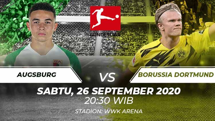 Berikut prediksi pertandingan pekan ke-2 Bundesliga Jerman antara Augsburg vs Borussia Dortmund, Sabtu (26/09/20) malam WIB. Copyright: © Grafis:Frmn/Indosport.com
