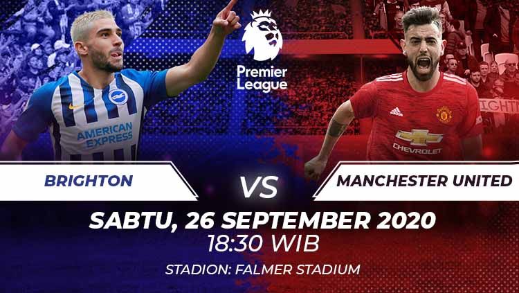 Melakoni pekan kedua Liga Inggris 2020-2021, Manchester United akan menjamu Brighton pada Sabtu (26/09/20) malam WIB. Berikut prediksi lengkap pertandingannya. Copyright: © Grafis:Frmn/Indosport.com