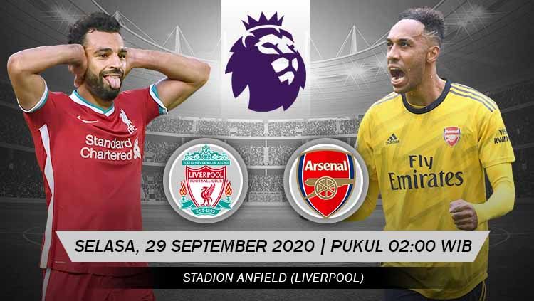 Berikut prediksi pertandingan pada pekan ketiga kompetisi Liga Inggris musim 2020-2021 antara tuan rumah Liverpool vs Arsenal. Copyright: © Grafis: Yanto/Indosport.com