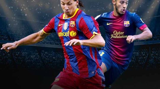 Zlatan Ibrahimovic dan Thiago Alcantara saat masih membela Barcelona. Copyright: © Grafis: Yanto/Indosport.com