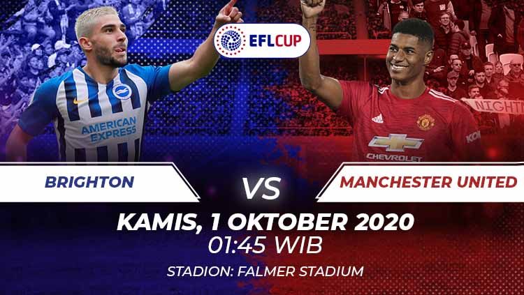 Live Streaming Carabao Cup antara Brighton vs Manchester United di Mola TV pada Kamis (1/10/2020) pukul 01.45 dini hari WIB. Copyright: © Grafis:Frmn/Indosport.com