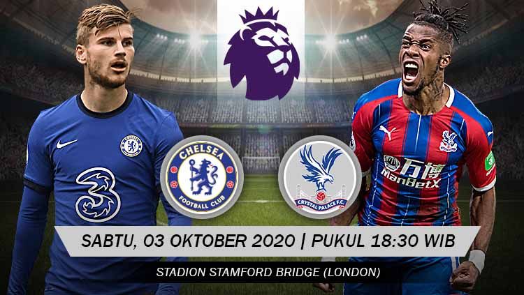 Berikut tersaji prediksi pertandingan Liga Inggris 2020-2021 antara Chelsea vs Crystal Palace di Stamford Bridge pada Sabtu (03/10/20) pukul 18.30 WIB. Copyright: © Grafis: Yuhariyanto/INDOSPORT