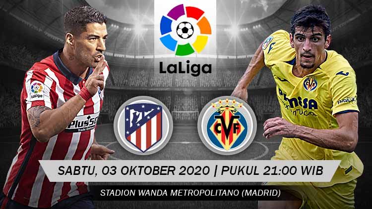 Berikut prediksi pertandingan lanjutan pekan ketiga kompetisi LaLiga Spanyol musim 2020-2021 antara Atletico Madrid vs Villarreal. Copyright: © Grafis: Yuhariyanto/INDOSPORT