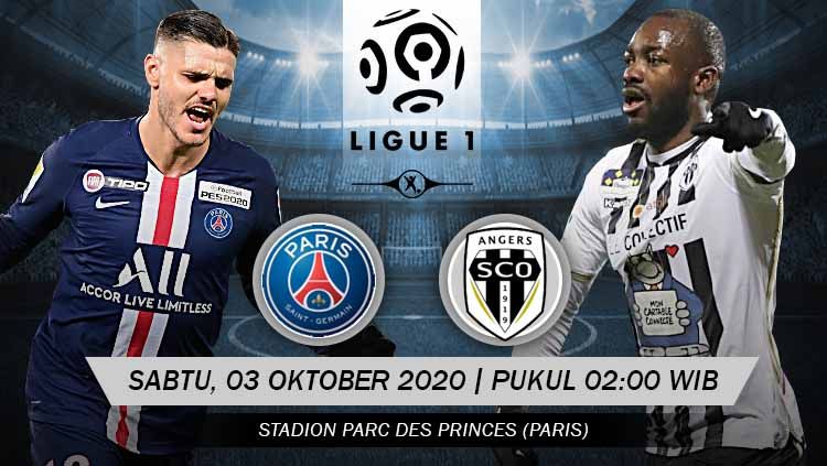 Berikut prediksi pertandingan Ligue 1 Prancis antara Paris Saint Germain (PSG) vs Angers SCO, yang akan digelar pada hari Sabtu (03/10/20) dini hari WIB. Copyright: © Grafis: Yuhariyanto/INDOSPORT