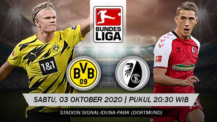 Berikut prediksi pertandingan pekan ketiga kompetisi Bundesliga Jerman musim 2020-2021 antara Borussia Dortmund vs Freiburg. Copyright: © Grafis: Yuhariyanto/INDOSPORT