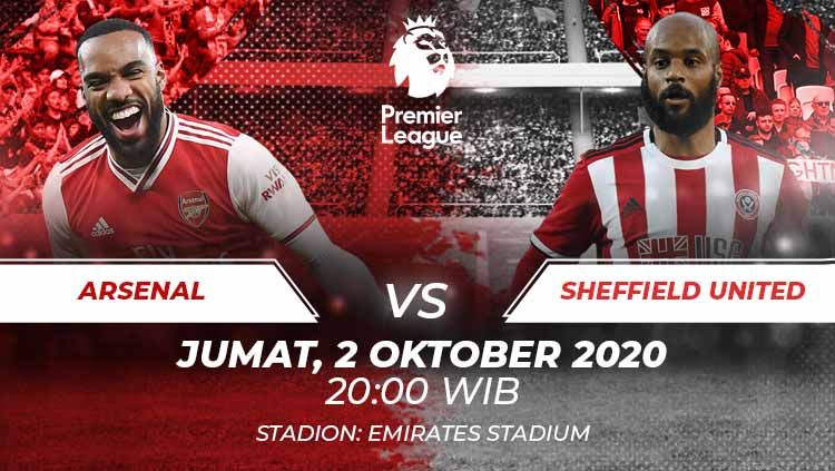 Link Live Streaming Liga Inggris antara Arsenal vs Sheffield United di Mola TV pada Minggu (4/10/2020) pukul 20.00 WIB. Copyright: © Grafis:Frmn/Indosport.com