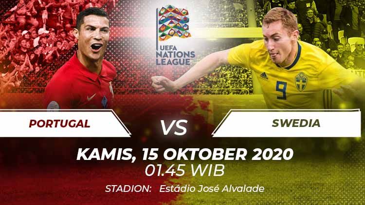 Berikut prediksi pertandingan Portugal vs Swedia di ajang UEFA Nations League 2020 Grup C, Kamis (15/10/2020) pukul 01.45 WIB di Stadion Jose Alvalade. Copyright: © Grafis:Frmn/Indosport.com