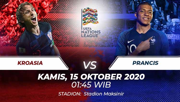Prediksi pertandingan keempat di Grup 3 UEFA Nations League A 2020/2021 antara Kroasia vs Prancis pada Kamis (15/10/2020) pukul 01.45 dini hari WIB. Copyright: © Grafis:Frmn/Indosport.com
