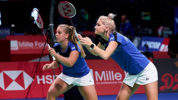 Kati-Kreet Marran dan Helina Ruutel, perwakilan Estonia di turnamen bulutangkis Denmark Open 2020. Copyright: © Lars Ronbog / FrontZoneSport via Getty Images