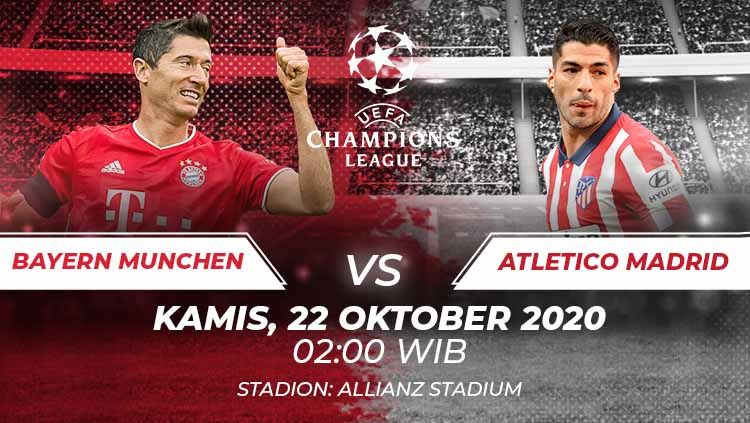 Berikut prediksi pertandingan Bayern Munchen vs Atletico Madrid di ajang Liga Champions Grup A, Kamis (22/10/2020) pukul 02.00 WIB di Allianz Arena. Copyright: © Grafis:Frmn/Indosport.com