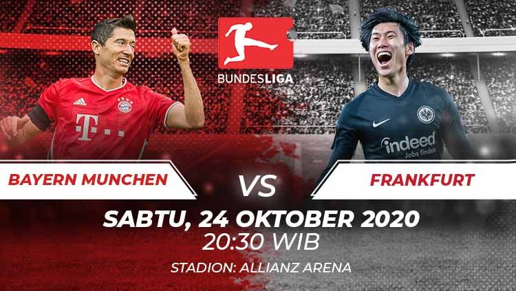 Berikut prediksi pertandingan Bundesliga Jerman musim 2020/2021 yang akan mempertemukan antara Bayern Munchen vs Eintracht Frankfurt. Copyright: © Grafis:Frmn/Indosport.com