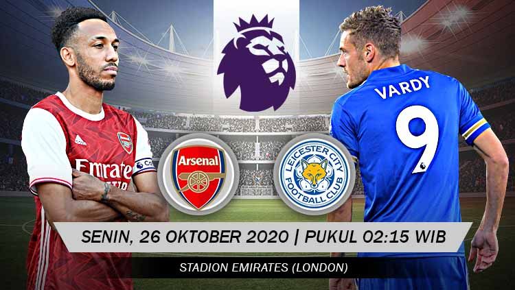 Link Live Streaming Liga Inggris antara Arsenal vs Leicester City, Senin (26/10/2020) pukul 02.15 dini hari WIB. Copyright: © Grafis: Yanto/Indosport.com