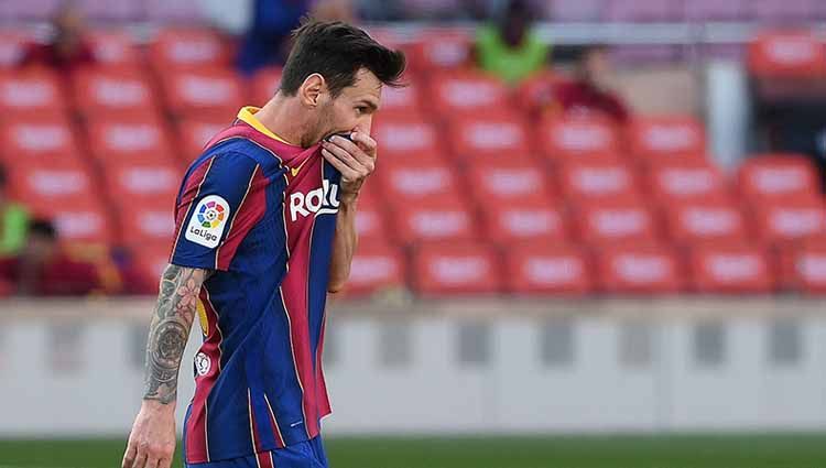 Lionel Messi bakal diistirahatkan Ronald Koeman di penghujung pertandingan LaLiga Spanyol antara Barcelona kontra Eibar. Copyright: © LLUIS GENE/AFP via Getty Images