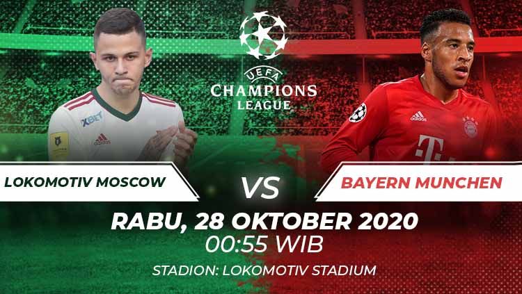 Berikut tersaji link live streaming pertandingan sepak bola Liga Champions 2020-2021 antara Lokomotiv Moscow vs Bayern Munchen. Copyright: © Grafis:Frmn/Indosport.com