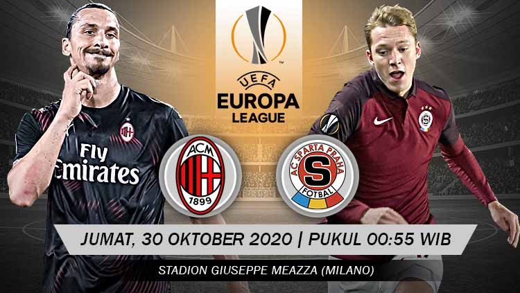 Prediksi pertandingan Grup H Liga Europa musim 2020-2021 antara AC Milan vs Sparta Praha, Jumat (30/10/2020) pukul 00.55 dini hari WIB. Copyright: © Grafis: Yanto/Indosport.com