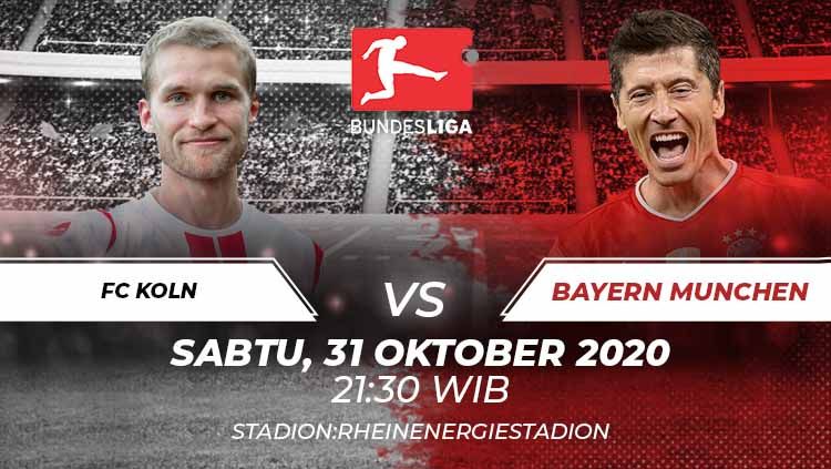 Prediksi pertandingan Bundesliga Jerman FC Koln vs Bayern Munchen di RheinEnergieStadion, Sabtu (31/10/20) malam. Copyright: © Grafis:Frmn/Indosport.com