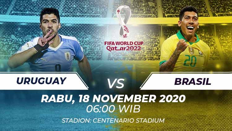 Berikut link live streaming pertandingan kualifikasi Piala Dunia 2022 yang akan mempertemukan Uruguay vs Brasil. Copyright: © Grafis:Frmn/Indosport.com