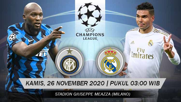 Link Live Streaming Pertandingan Inter Milan vs Real Madrid (Liga Champions). Copyright: © Grafis: Yanto/Indosport.com