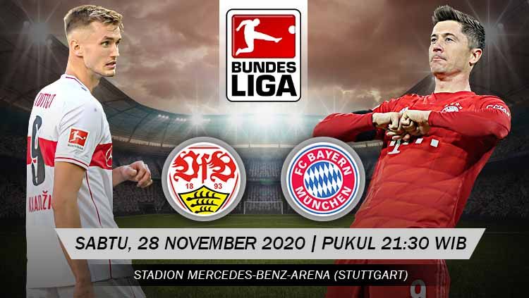 Berikut prediksi pertandingan Bundesliga Jerman 2020/21 pekan ke-9 antara VfB Stuttgart vs Bayern Munchen, Sabtu (28/11/20) malam WIB. Copyright: © Grafis: Yanto/Indosport.com
