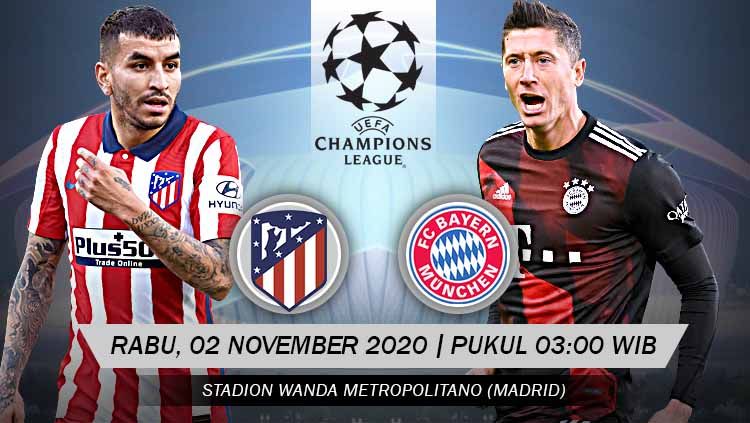 Duel seru bakal tersaji di matchday kelima Grup A Liga Champions Eropa 2020-2021 antara Atletico Madrid menjamu Bayern Munchen, berikut prediksinya. Copyright: © Grafis: Yanto/Indosport.com