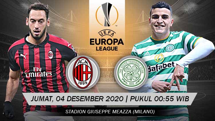 Laga kelima Grup H Liga Europa akan mempertemukan antara AC Milan vs Celtic di San Siro, Jumat (04/12/20) dini hari WIB, berikut duel perlini kedua tim. Copyright: © Grafis: Yanto/Indosport.com