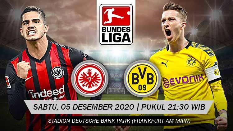 Berikut prediksi pertandingan Eintracht Frankfurt vs Borussia Dortmund di ajang Bundesliga Jerman pekan ke-10, Sabtu (5/12/2020) pukul 21.30 WIB. Copyright: © Grafis: Yanto/Indosport.com