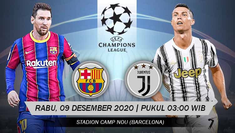 Berikut prediksi pertandingan laga pamungkas grup G Liga Champions 2020/21 antara Barcelona vs Juventus, Rabu (9/12/20) dini hari WIB. Copyright: © Grafis: Yanto/Indosport.com