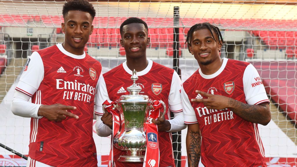 Eddie Nketiah, Joe Willock, Reiss Nelson Copyright: © Stuart MacFarlane/Arsenal FC via Getty Images