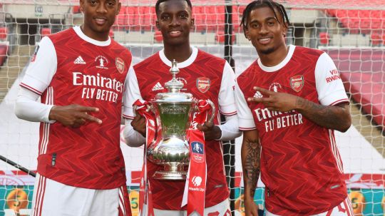 Eddie Nketiah, Joe Willock, Reiss Nelson Copyright: © Stuart MacFarlane/Arsenal FC via Getty Images